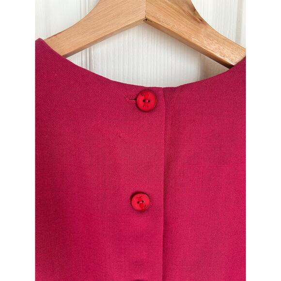 Vintage 1980's Short Sleeve Raspberry Blouse Size Small | Button Down Back Top - Picture 5 of 6